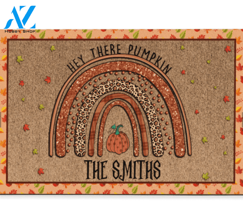 Hey There Pumpkin Personalized Doormat, Pumpkin Doormat, Gift For Fall Lovers, Gift For Thanksgiving Christmas Decor Warm House Gift