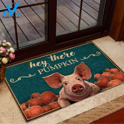 Hey There Pumpkin Pig Doormat Welcome Mat House Warming Gift Home Decor Gift for Pig Lovers Funny Doormat Gift Idea