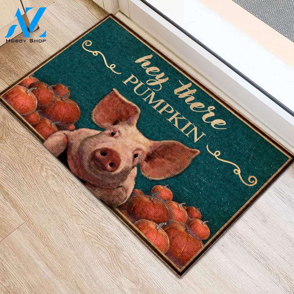 Hey There Pumpkin Pig Doormat Welcome Mat House Warming Gift Home Decor Gift for Pig Lovers Funny Doormat Gift Idea