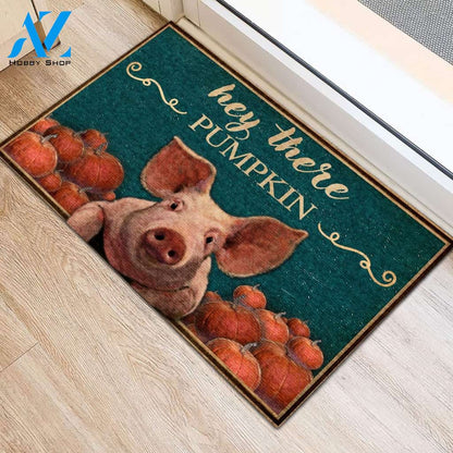 Hey There Pumpkin Pig Doormat Welcome Mat House Warming Gift Home Decor Gift for Pig Lovers Funny Doormat Gift Idea