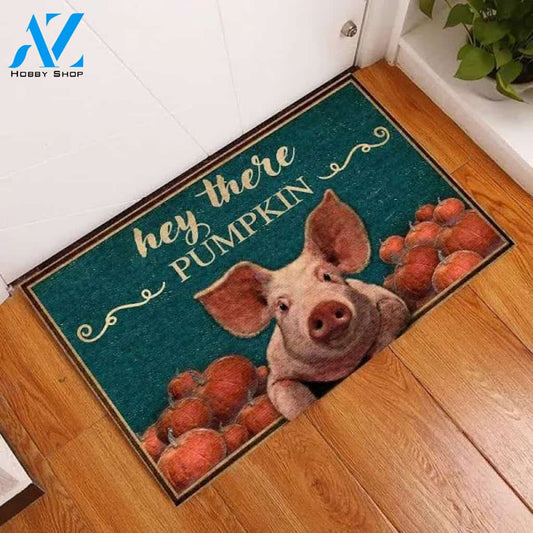 Hey There Pumpkin Pig Doormat - Welcome Mat - Home Decor
