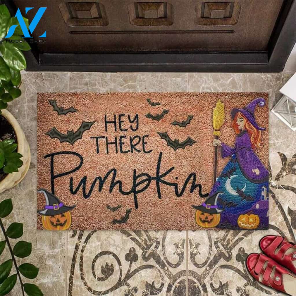 Hey There Pumpkin – Witch Easy Clean Welcome DoorMat | Felt And Rubber | 40x60 cm | 45x75 cm | 60x90 cm | Colorful | DO1080