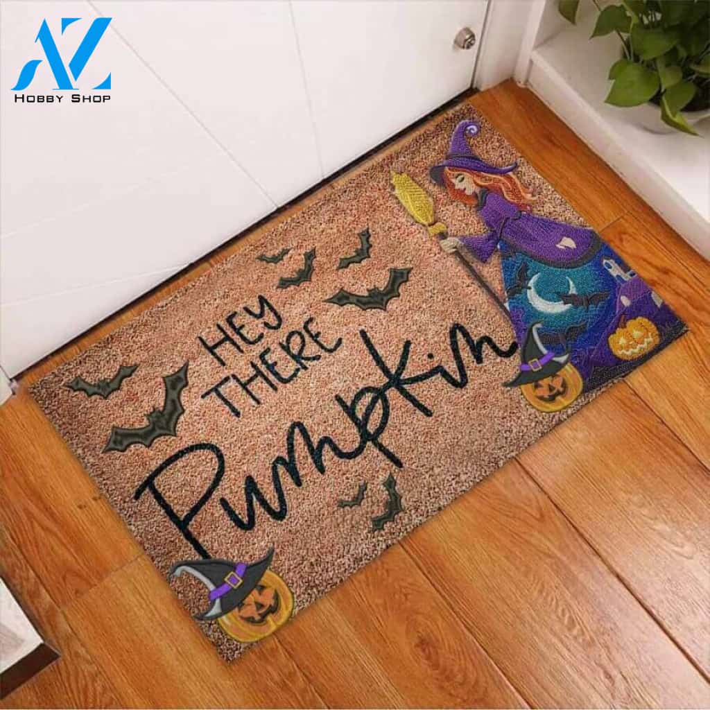 Hey There Pumpkin – Witch Easy Clean Welcome DoorMat | Felt And Rubber | 40x60 cm | 45x75 cm | 60x90 cm | Colorful | DO1080