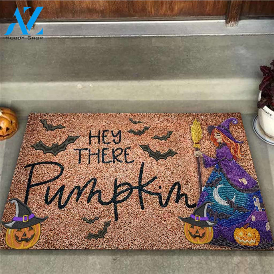 Hey There Pumpkin - Witch Coir Pattern Print Doormat