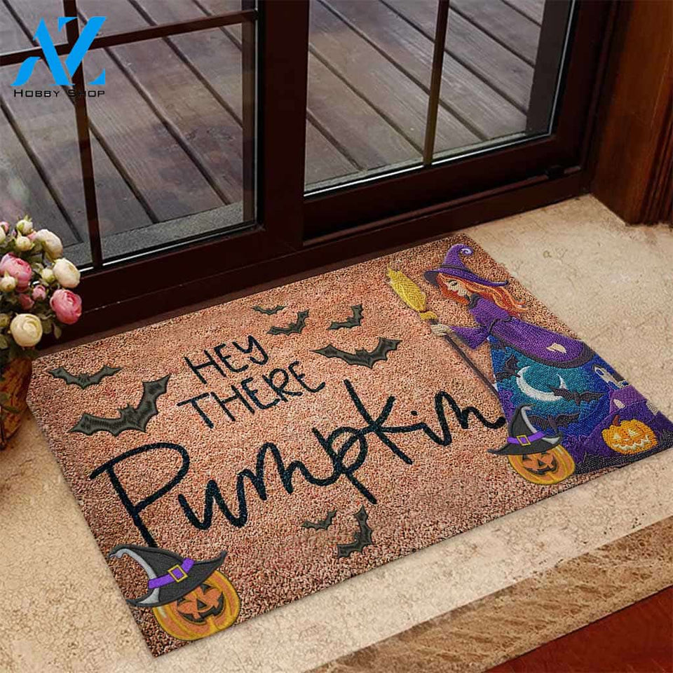 Hey There Pumpkin - Witch Coir Pattern Print Doormat