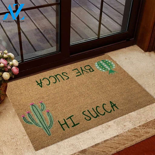 Hi Succa Bye Succa Doormat Welcome Mat Housewarming Gift Home Decor Funny Doormat Gift For Cactus Lovers Gift For Friend Birthday Gift