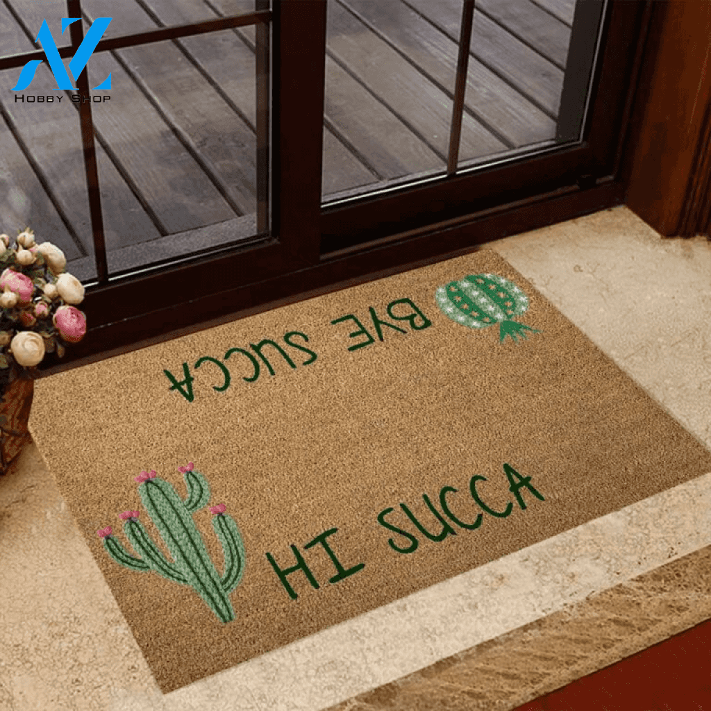 Hi Succa Cactus Coir Pattern Print Doormat | Welcome Mat | House Warming Gift