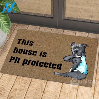 [High quality] this house is pit protected i love mom tattoo doormat