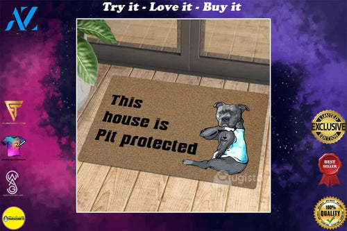 [High quality] this house is pit protected i love mom tattoo doormat