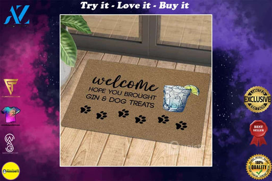 [High quality] vintage welcome hope you brought gin and dog treats doormat