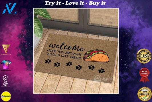 [High quality] vintage welcome hope you brought tacos and dog treats doormat