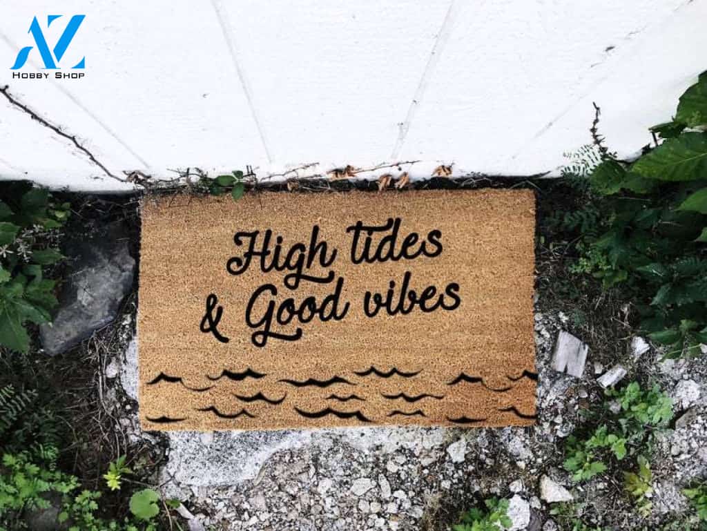 Personalized Name Family House High Tides And Good Vibes Doormat Hunting, Indoor And Outdoor Doormat Warm House Gift Welcome Mat Gift For Friend Family