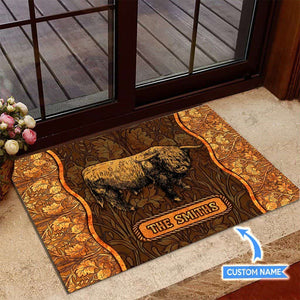 Highland Cow Personalized Custom Name Doormat Welcome Mat