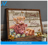 Highland Cows Premium Canvas Wall Art, Wall Decor Visual Art - The Love of Family Is Life's greatest Blessing Premium Canvas