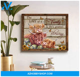 Highland Cows Premium Canvas Wall Art, Wall Decor Visual Art - The Love of Family Is Life's greatest Blessing Premium Canvas