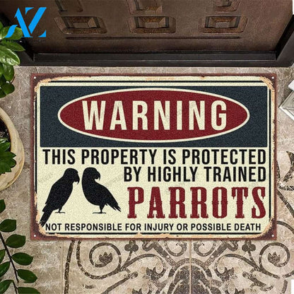 HIGHLY TRAINED PARROTS DOORMAT Indoor And Outdoor Doormat Warm House Gift Welcome Mat Home Decor Gift For Halloween's Day Xmas