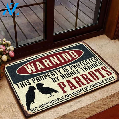 HIGHLY TRAINED PARROTS DOORMAT Indoor And Outdoor Doormat Warm House Gift Welcome Mat Home Decor Gift For Halloween's Day Xmas