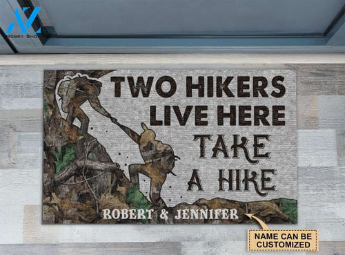 Hikers Live Here Take A Hike Custom Doormat | Welcome Mat | House Warming Gift