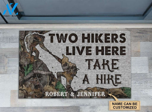 Hikers Live Here Take A Hike Custom Doormat | Welcome Mat | House Warming Gift