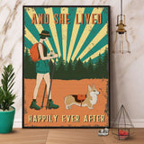 Hiking Girl & Corgi And She Lived Happily Ever After Paper Poster No Frame Matte Canvas Wall Decor