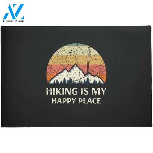 Personalized Name Family House Hiking - Hiking Is My Happy Place Indoor And Outdoor Doormat Warm House Gift Welcome Mat Gift For Friend Family