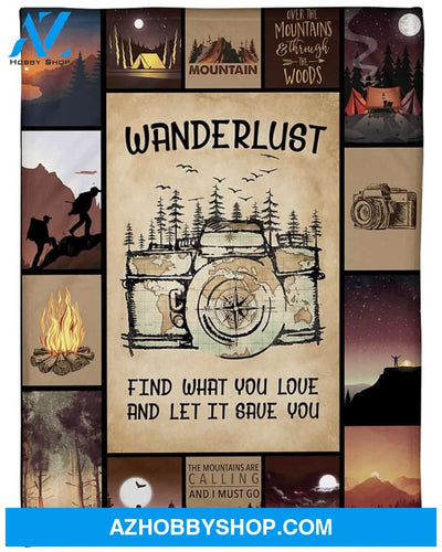Hiking Wanderlust Camera Fleece Blanket Unique Gifts