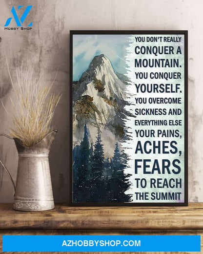 Hiking You Conquer Yourself Vertical Art Canvas, Wall Decor Visual Art