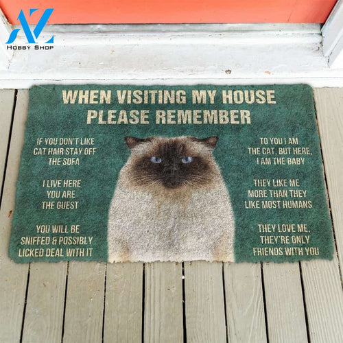 Himalayan Cat- When Visiting My House Please Remember Doormat Welcome Mat House Warming Gift Home Decor Gift for Cat Lovers Funny Doormat Gift Idea