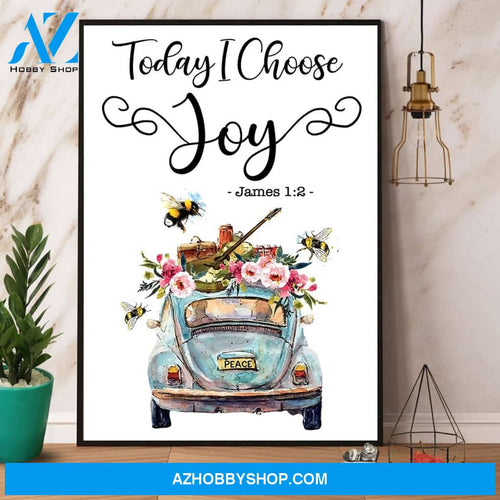 Hippie Bee Today I Choose Joy Canvas And Poster, Wall Decor Visual Art