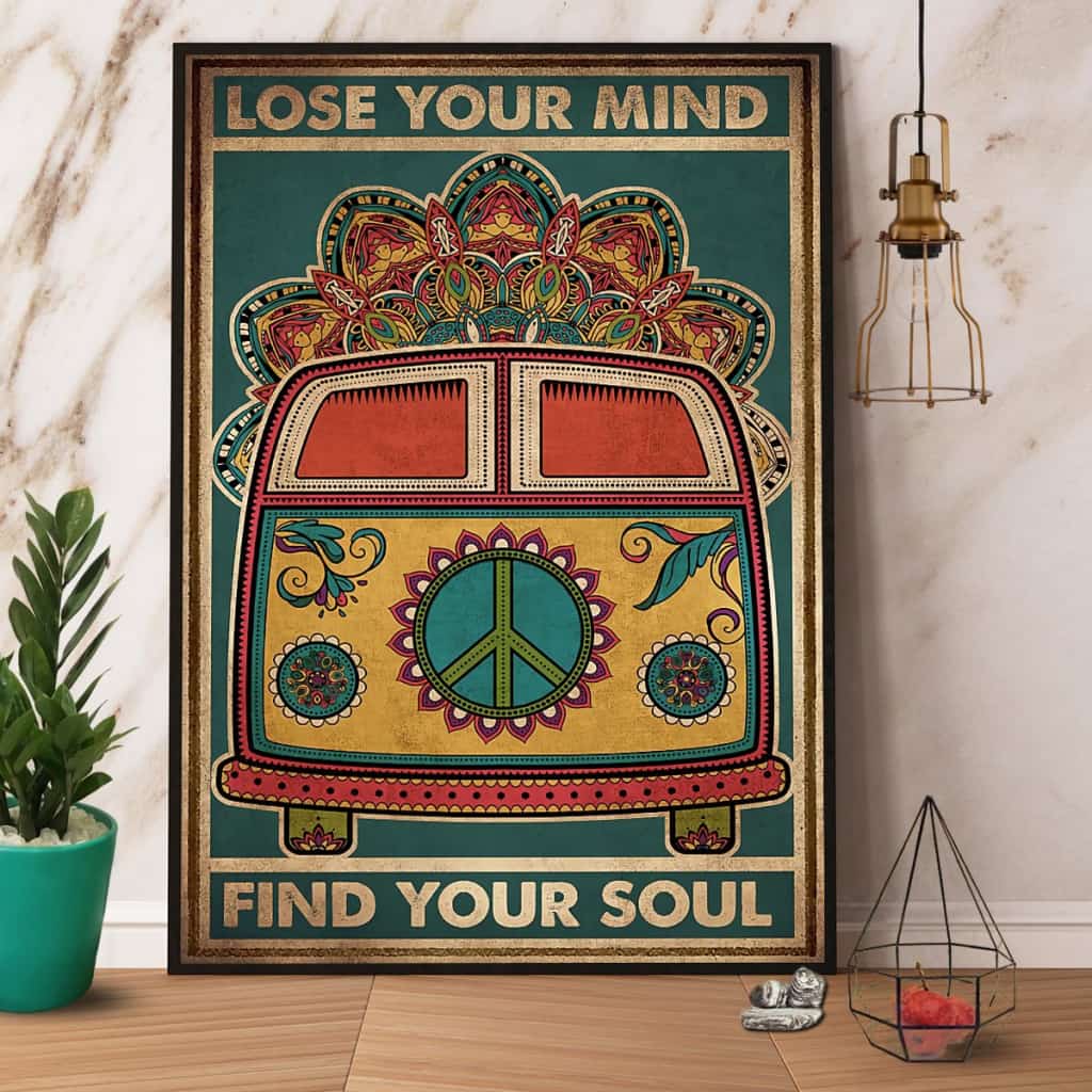 Hippie Bus Lose Your Mind Find Your Soul Paper Poster No Frame Matte Canvas Wall Decor
