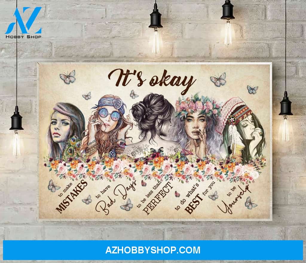 Hippie Canvas, Gift For Hippie, Birthday Gift Idea, It'S Okay Canvas