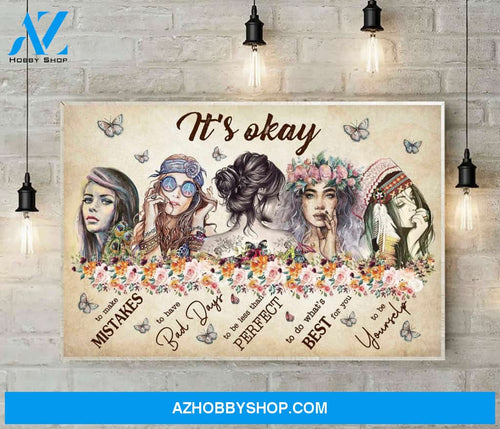 Hippie Canvas, Gift For Hippie, Birthday Gift Idea, It'S Okay Canvas