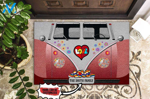 Hippie Car Front View Custom Doormat | Welcome Mat | House Warming Gift