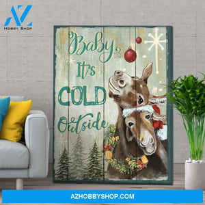 Personalized Canvas Hippie Christmas Gift Donkey Baby It'S Cold Outside Canvas Wall Art