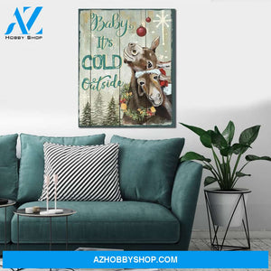 Personalized Canvas Hippie Christmas Gift Donkey Baby It'S Cold Outside Canvas Wall Art
