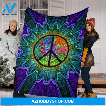 Hippie Colorful Flower Fleece Blanket