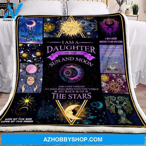 Hippie Daughter of the Sun And Moon Fleece Blanket Gift for Daughter