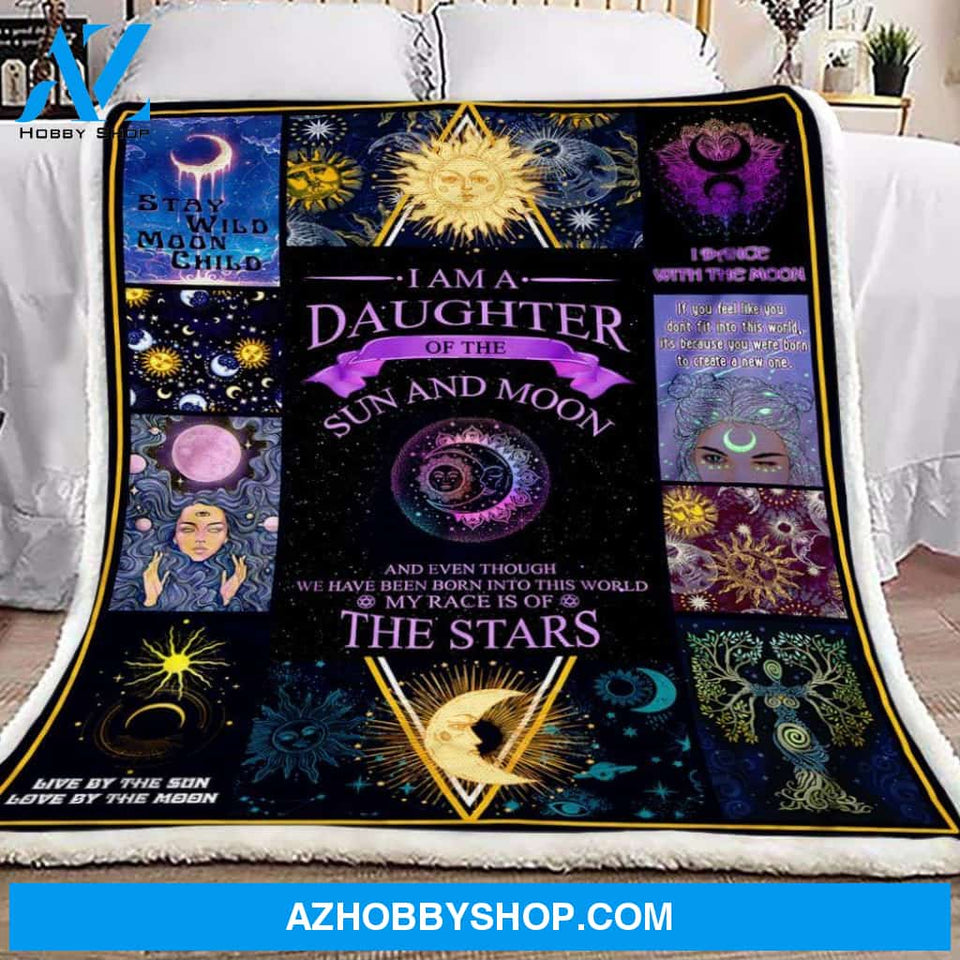 Hippie Daughter of the Sun And Moon Fleece Blanket Gift for Daughter