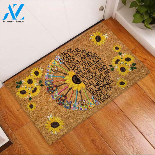 Hippie Easy Clean Welcome DoorMat | Felt And Rubber | 40x60 cm | 45x75 cm | 60x90 cm | Colorful | DO1164