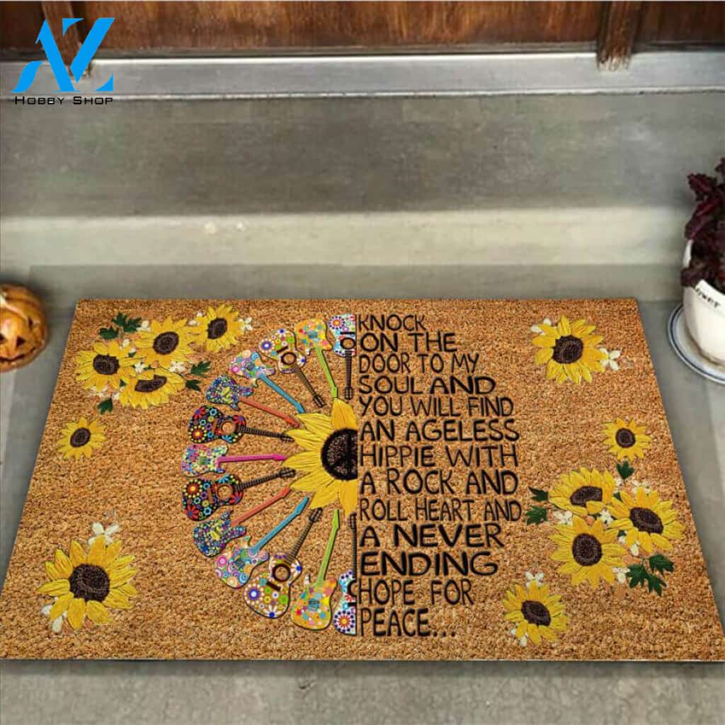 Hippie Easy Clean Welcome DoorMat | Felt And Rubber | 40x60 cm | 45x75 cm | 60x90 cm | Colorful | DO1164