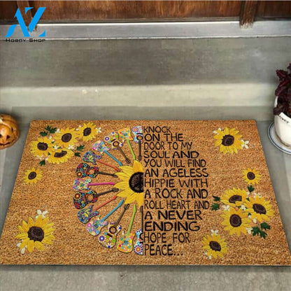 Hippie Easy Clean Welcome DoorMat | Felt And Rubber | 40x60 cm | 45x75 cm | 60x90 cm | Colorful | DO1164