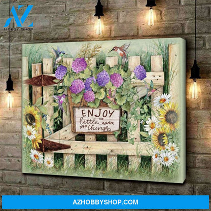 Personalized Canvas Hippie Enjoy The Little Things Hummingbird Christmas Gift Idea Canvas Wall Art