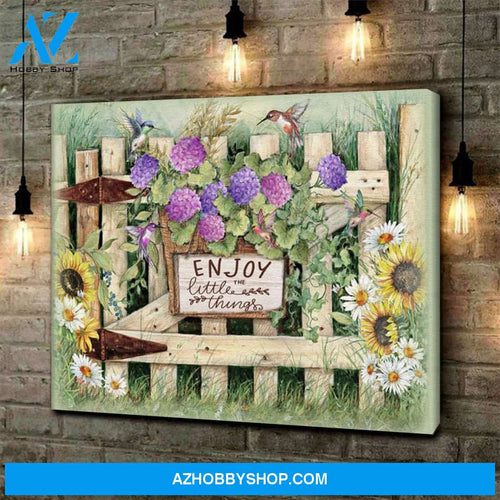 Personalized Canvas Hippie Enjoy The Little Things Hummingbird Christmas Gift Idea Canvas Wall Art