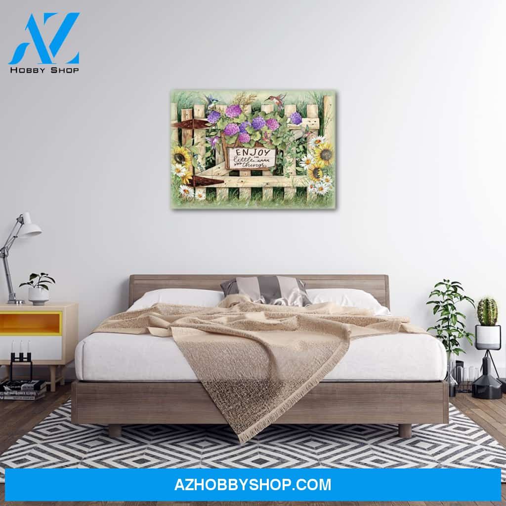 Personalized Canvas Hippie Enjoy The Little Things Hummingbird Christmas Gift Idea Canvas Wall Art