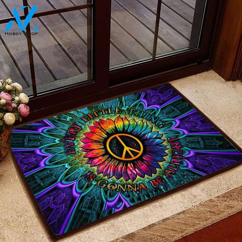 Hippie Every Little Thing Is Gonna Be Alright Doormat Welcome Mat Housewarming Gift Home Decor Funny Doormat Gift Idea For Friend