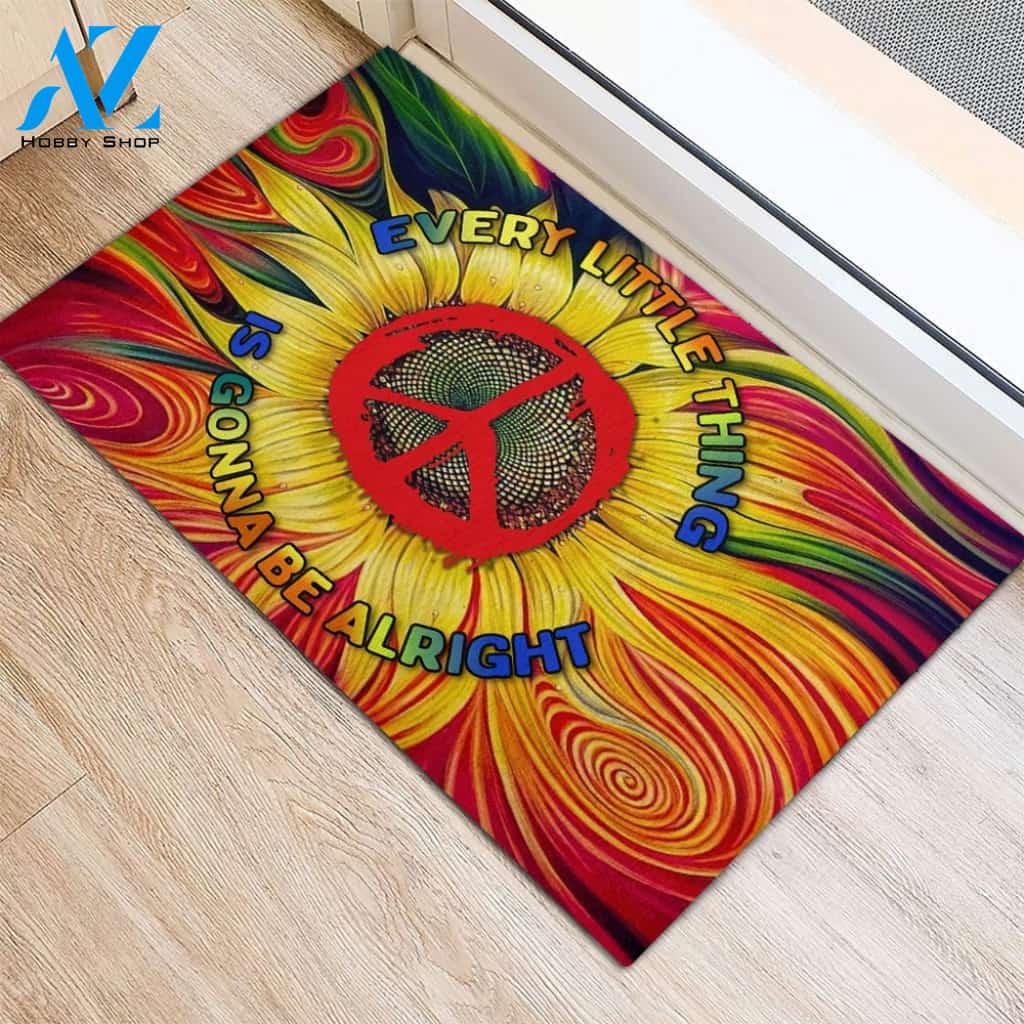 Hippie Every Little Thing Is Gonna Be Alright Rubber Base Doormat
