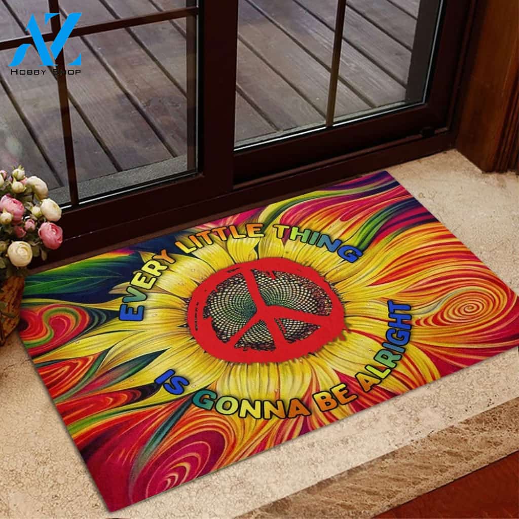 Hippie Every Little Thing Is Gonna Be Alright Rubber Base Doormat