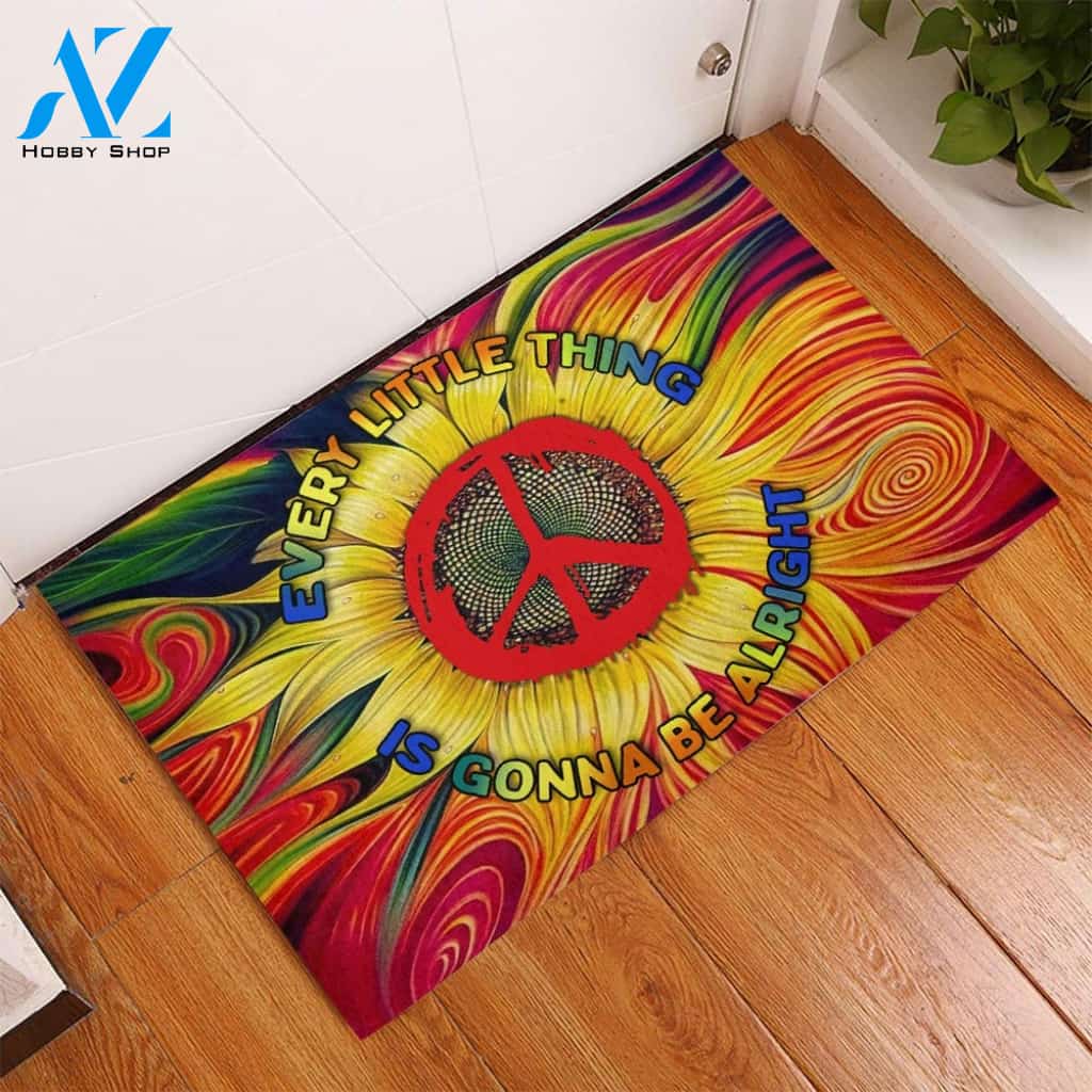 Hippie Every Little Thing Is Gonna Be Alright Rubber Base Doormat