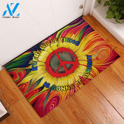 Hippie Every Little Thing Is Gonna Be Alright Rubber Base Doormat