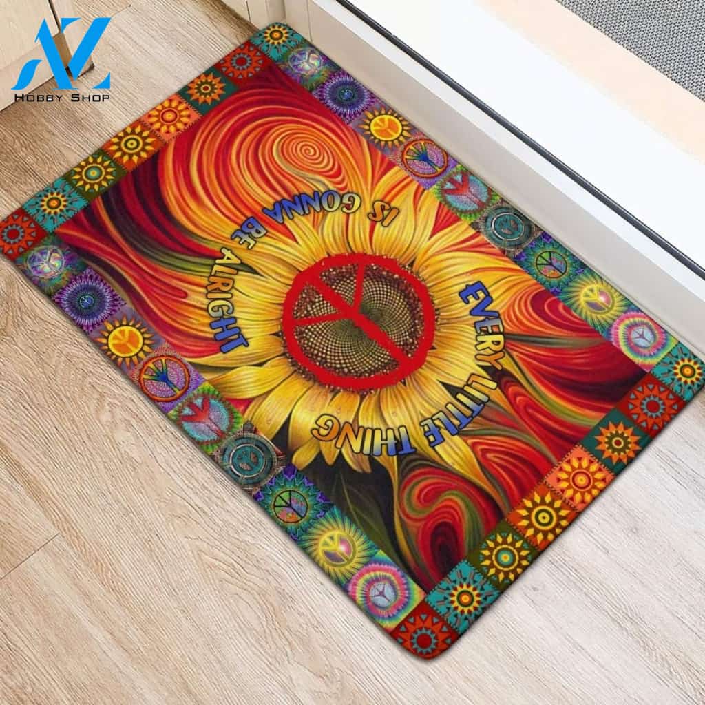Hippie Every Little Thing Is Gonna Be Alright Sunflower DOORMAT